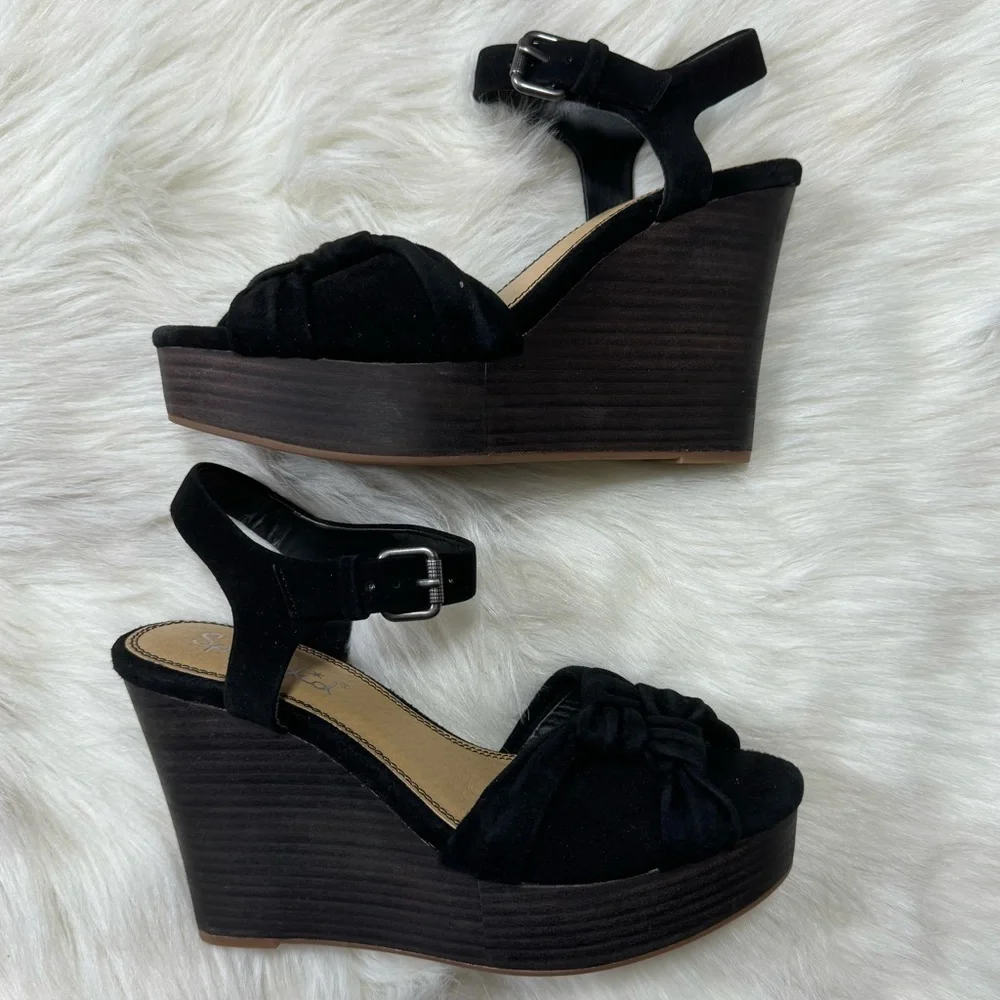 New Splendid Nada Wedge Platform Sandals black Suede
